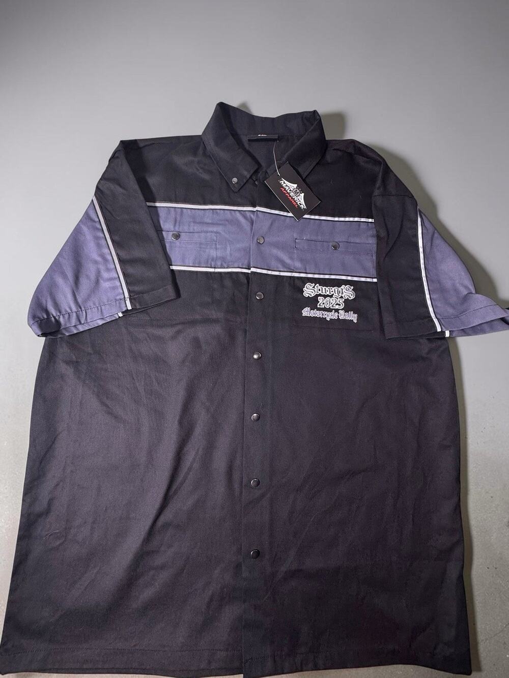 Sturgis 2025 Motorcycle Rally Shirt Men’s 2XL Black Gray Biker Snap